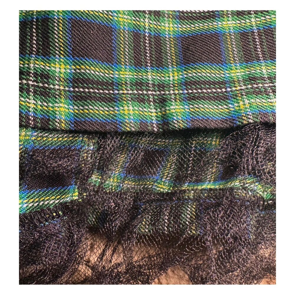 Vintage Y2K Green Plaid Tripp NYC Size 22 3X Goth Emo Punk Academia Mini Skirt - Picture 4 of 5